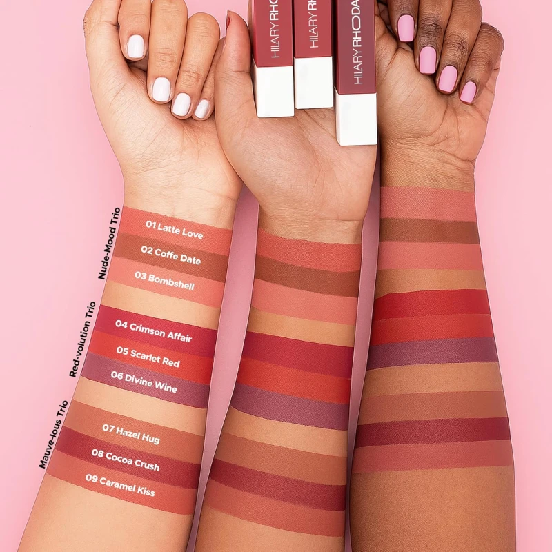 Hilary Rhoda Matte Trio Lipstick | Matte Finish & Long Lasting Lipstick | Pack of 3 Lipsticks | Highly Pigmented & Glides Smoothly | Vegan & Cruelty-Free - (Nude-Mood Trio, 3g x 3U) thumbnail 8